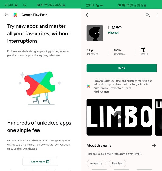 Google Play Pass detailed, gives access to hundreds of apps