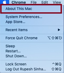 Click on Apple Menu and choose About This Mac