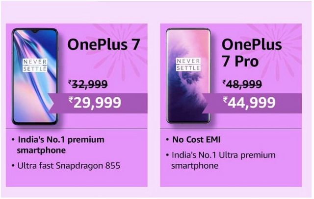 OnePlus 7, 7 Pro Prices Reduced by up to Rs 4,000 for Amazon’s Great Indian Festival Sale