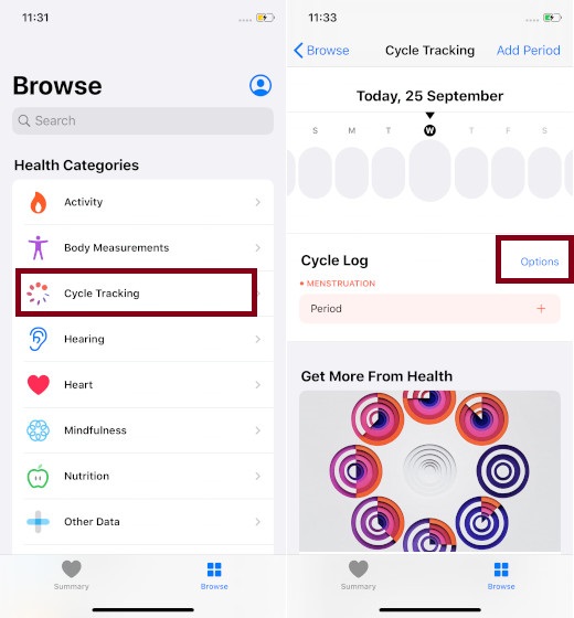 Set Up Cycle Tracking