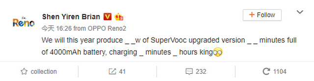 Upgraded SuperVOOC Will Charge a 4,000mAh Battery in Minutes, Says Oppo VP