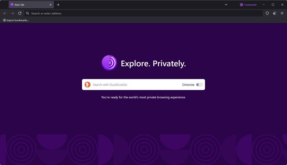 Tor browser connected homepage