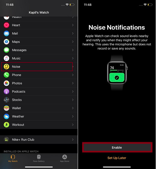 noise watch setup