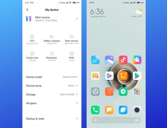 Miui 11 где память