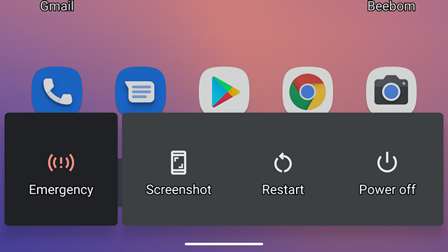 android 10 bottom power menu