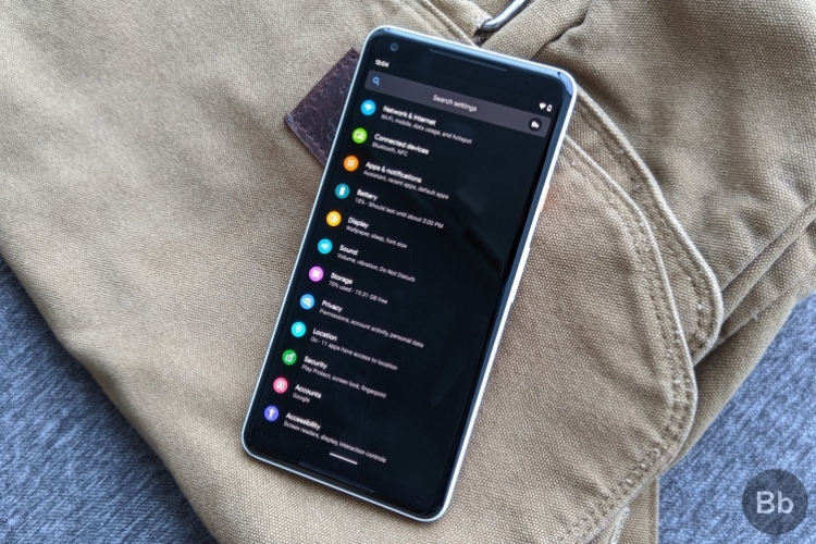 Android 10 - dark mode - Pixel 2 XL