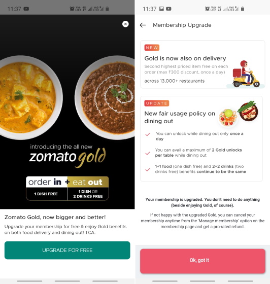 Zomato Gold Now Applies to Food Delivery as Well