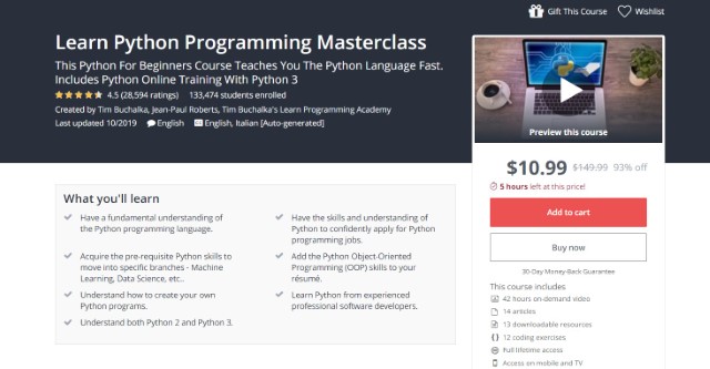 1. Learn Python Programming Masterclass