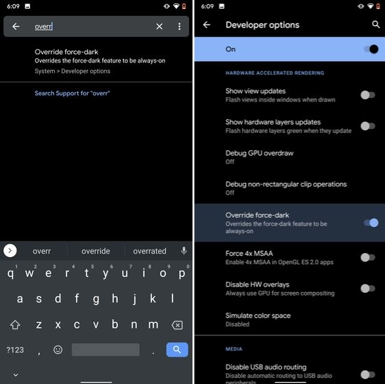 3. Force Dark Mode on all Apps