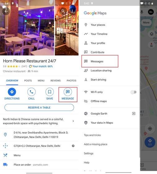 8. Message Shops and Restaurants with google maps tricks