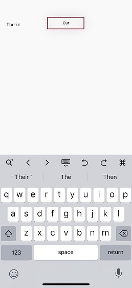 Cut text using new gestures