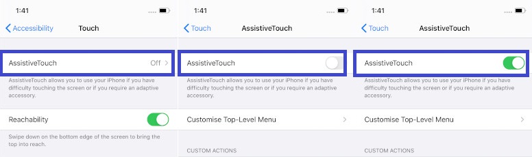 Enable AssistiveTouch on iOS 13