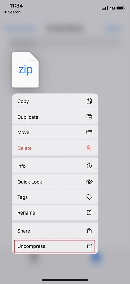 how to extract zip file on iphone