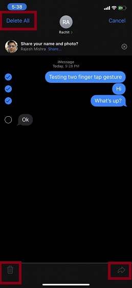Forward multiple messages messages in iOS 13