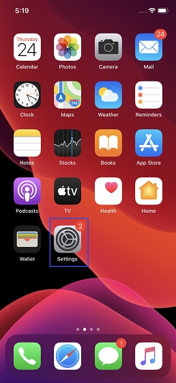 Open Settings app on your iPhone