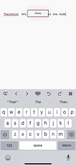 Paste text using gestures