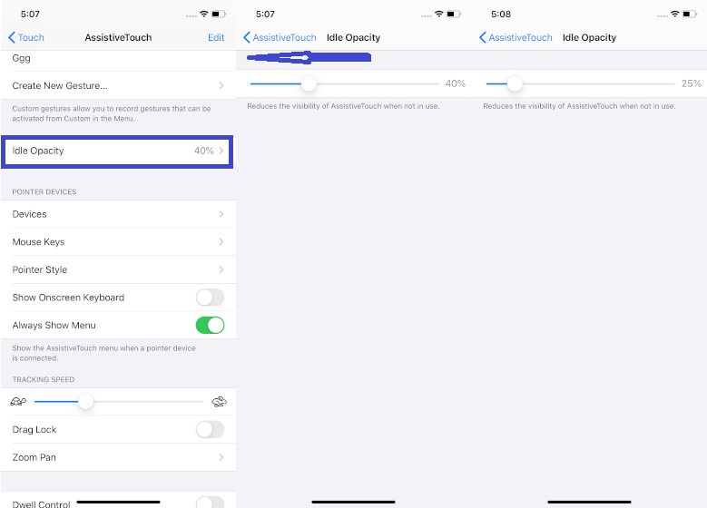 Reduce AssistiveTouch Opacity