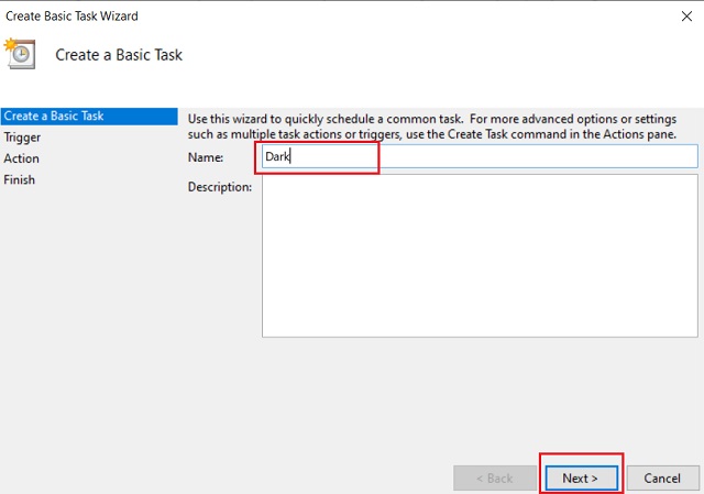 Schedule Dark and Light Mode on Windows 10 using Task Scheduler 8