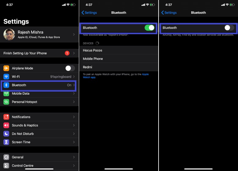 Turn Off Bluetooth in iOS 13 - Fix Bluetooth Issue