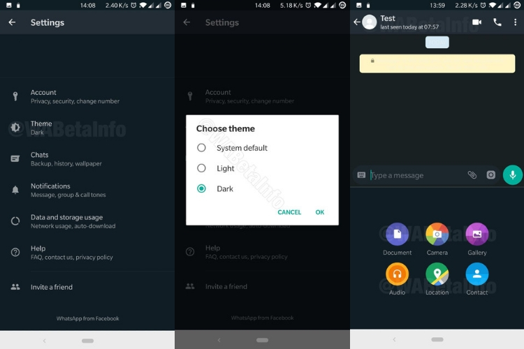 WhatsApp dark mode shown off