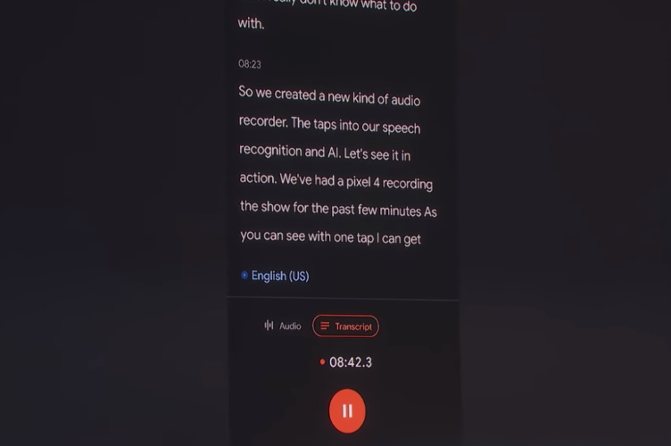 google voice recorder - pixel 4 - live text transcription