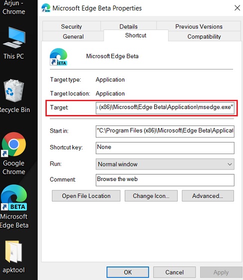 Edge application msedge exe