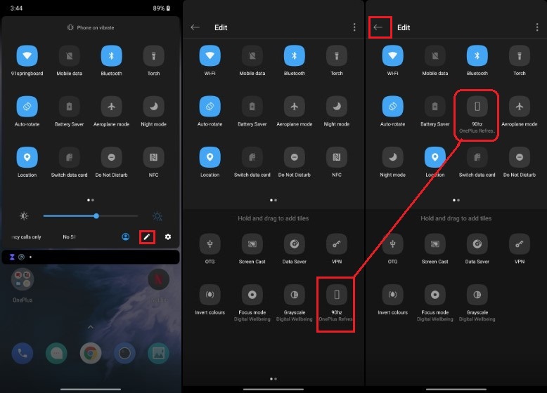 2. Enable 90 Hz Display Refresh Rate Quick Toggle