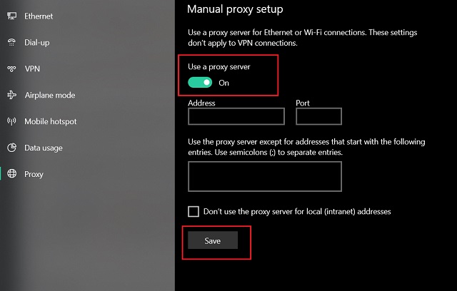 configure proxy server