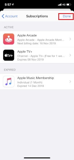 6. Cancel App Subscription in iOS 13 and iPadOS 13