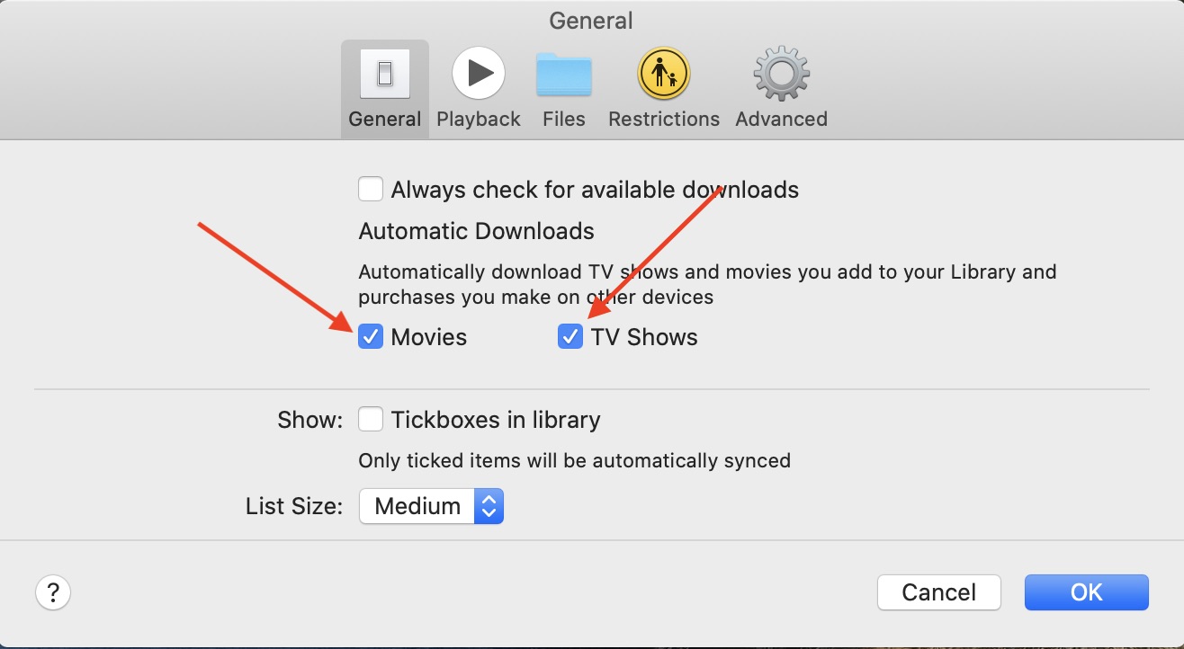 Automatically download Apple TV content added to your library