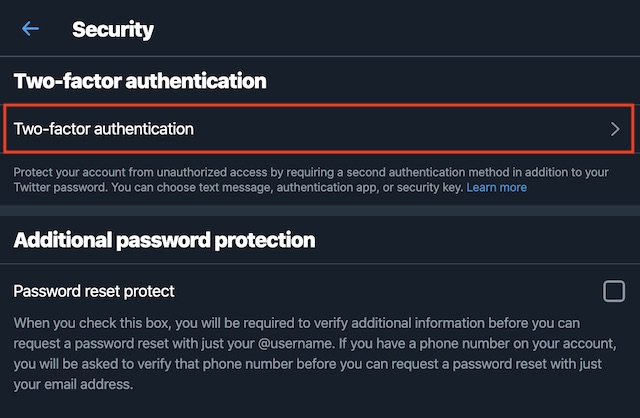click on Two-factor authentication.