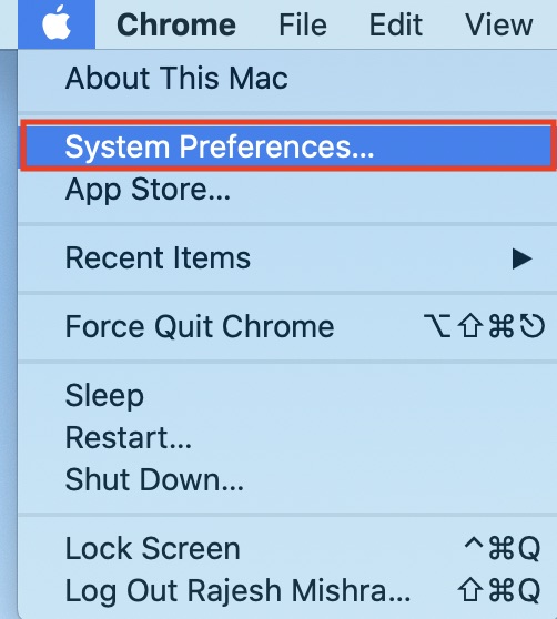 Click on Apple Menu and choose System Preferences