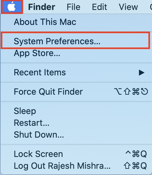 Click on Apple Menu and choose System Preferences