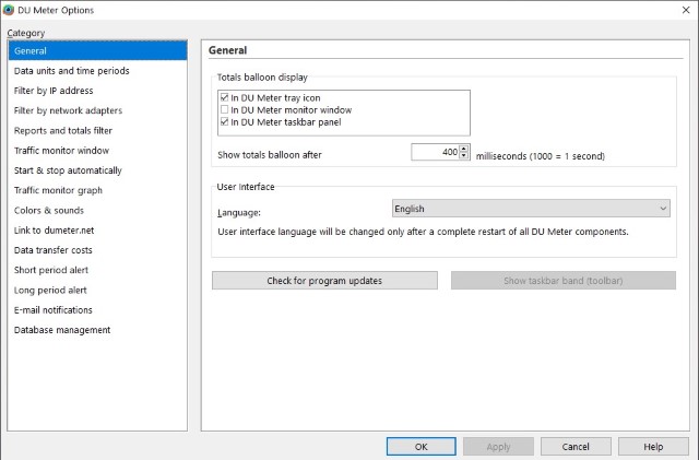 DU Meter Administrator Options