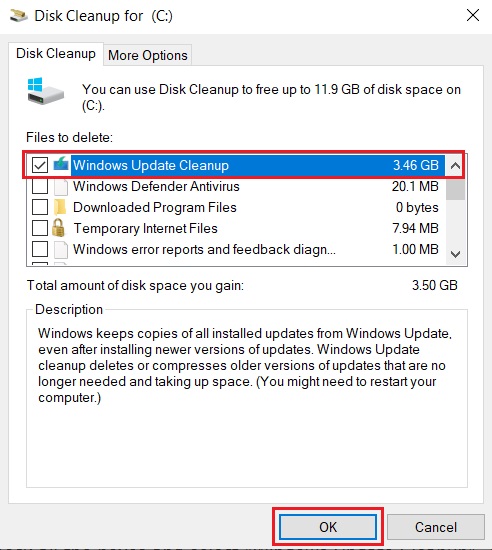 Delete Update Files from WinSxS Folder Using Disk Cleanup 3