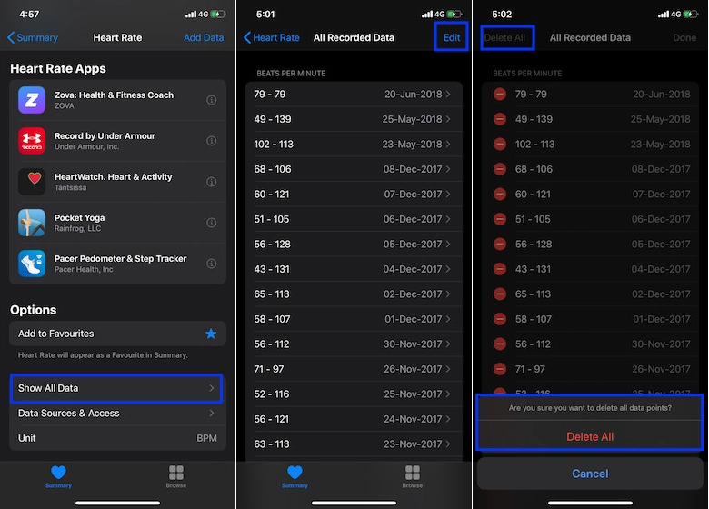 Deleting Individual Health Data from iPhone 2