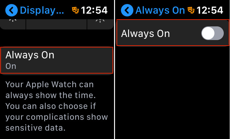 Disable Always On Display on Apple Watch Series 5
