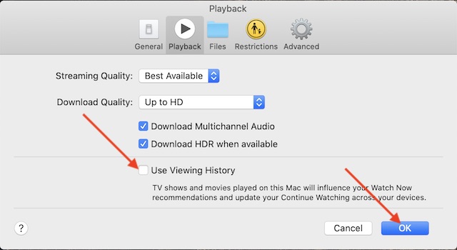 Disable Viewing History