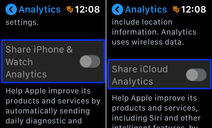 Disable Analytics on Apple Watch