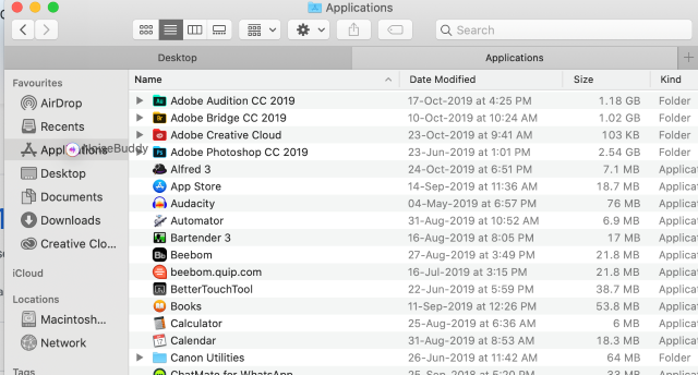Dragging NoiseBuddy to Application