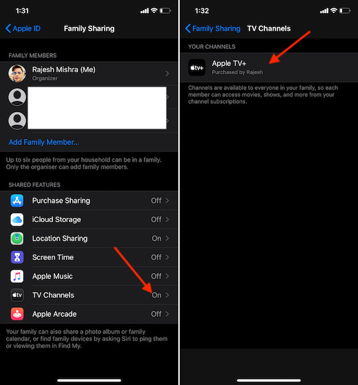 Enable Apple TV+ Sharing Movies and TV Shows