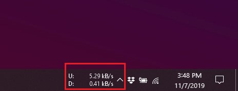 internet ping in task bar windows 10