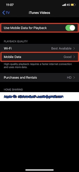 Now, select Mobile Data option