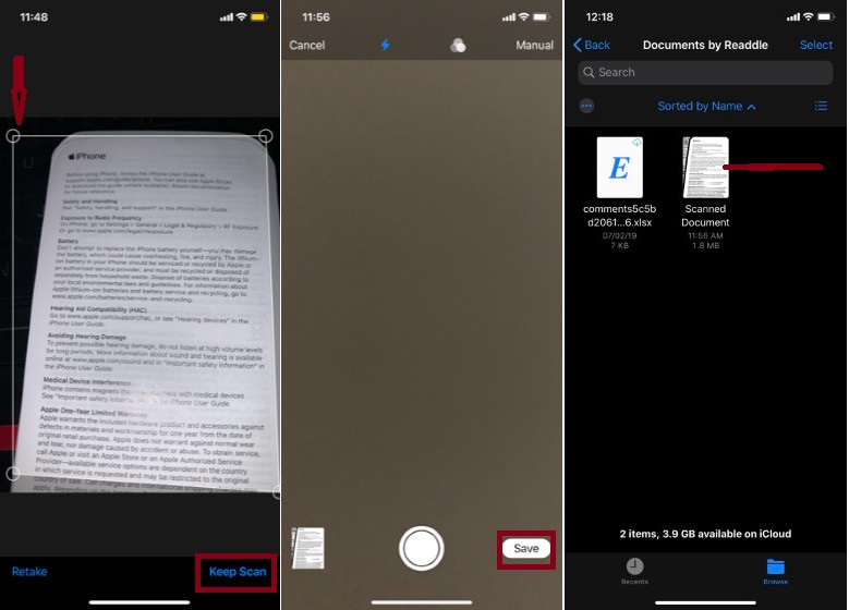 Save the scanned doc in Files app on iPhone and iPad
