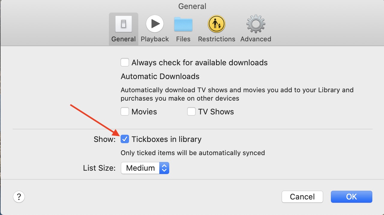 Show Tickboxes in Apple TV app