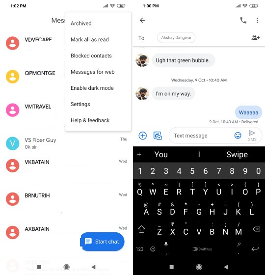 The UI of RCS Messaging