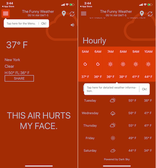 The funny weather app sarcastic and humorous