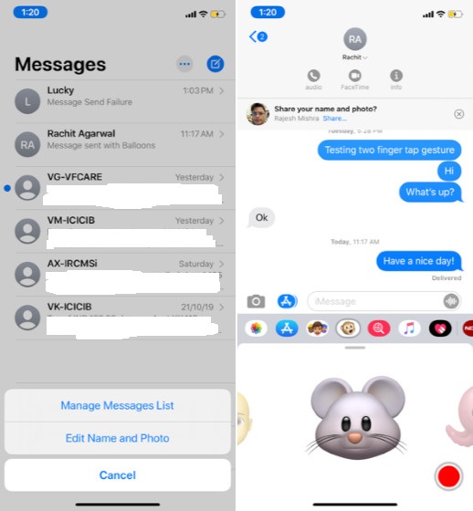 The impressive iMessage UI on iPhone