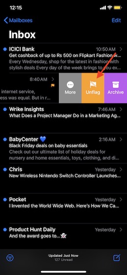 Unflag emails