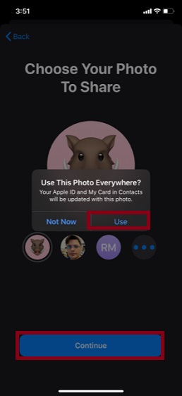 Use a custom photo as a nice iMessage profile pic